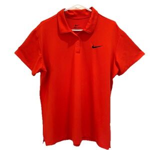 Nike Polo Mens 2XL Dri Fit Orange With black logo Golf Shirt Athletic